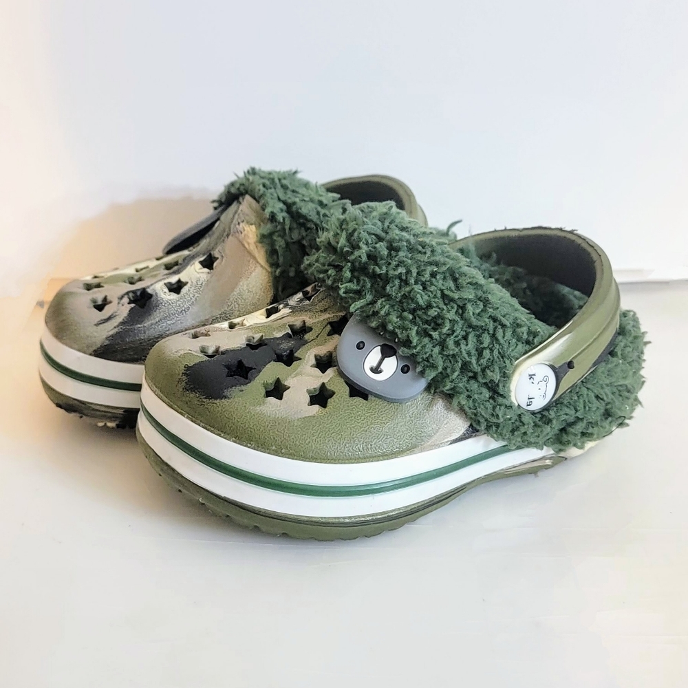 Koala Kids Camo Green Lined Clogs 4C